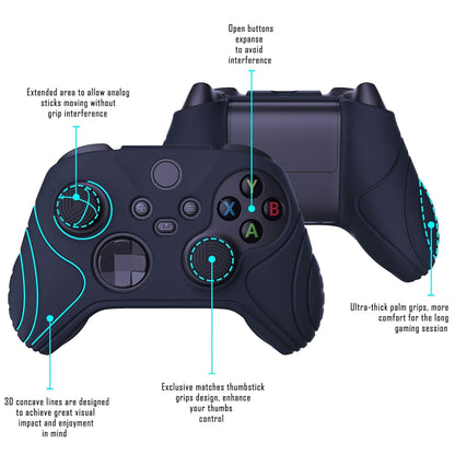Playvital Samurai Edition Midnight Blue Anti-Slip Controller Grip Silicone Skin for Xbox Core Controller, Ergonomic Protective Case Cover for Xbox Series S/X Controller W/Thumb Grips